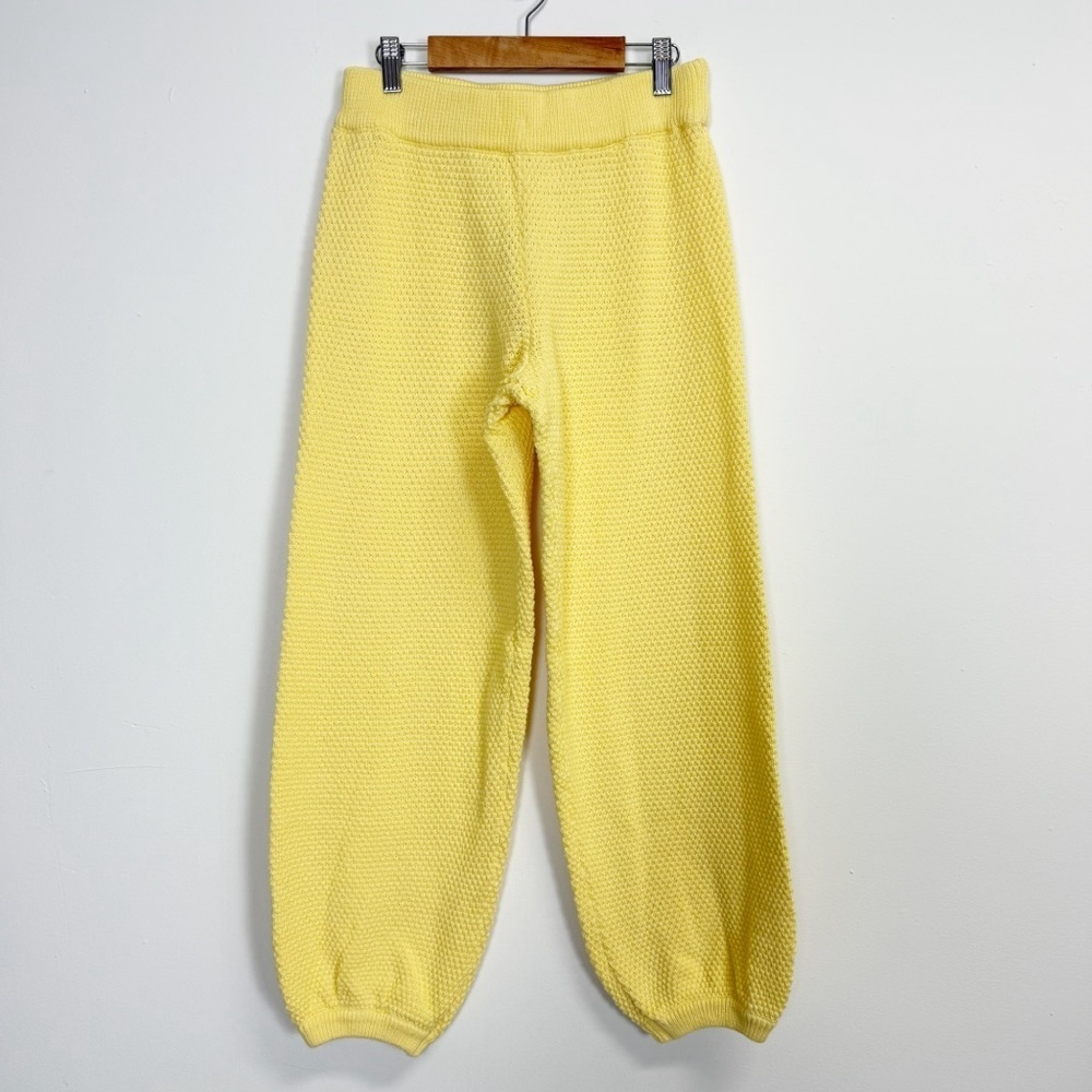 FP Beach Free People Pants Womens XS Yellow Knit Textured Lounge Relaxed Fit